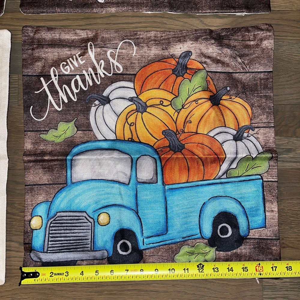 Fall Pumpkin Throw Pillow Covers Set of 4 Thanksgiving Farmhouse Decor - Picture 5 of 6